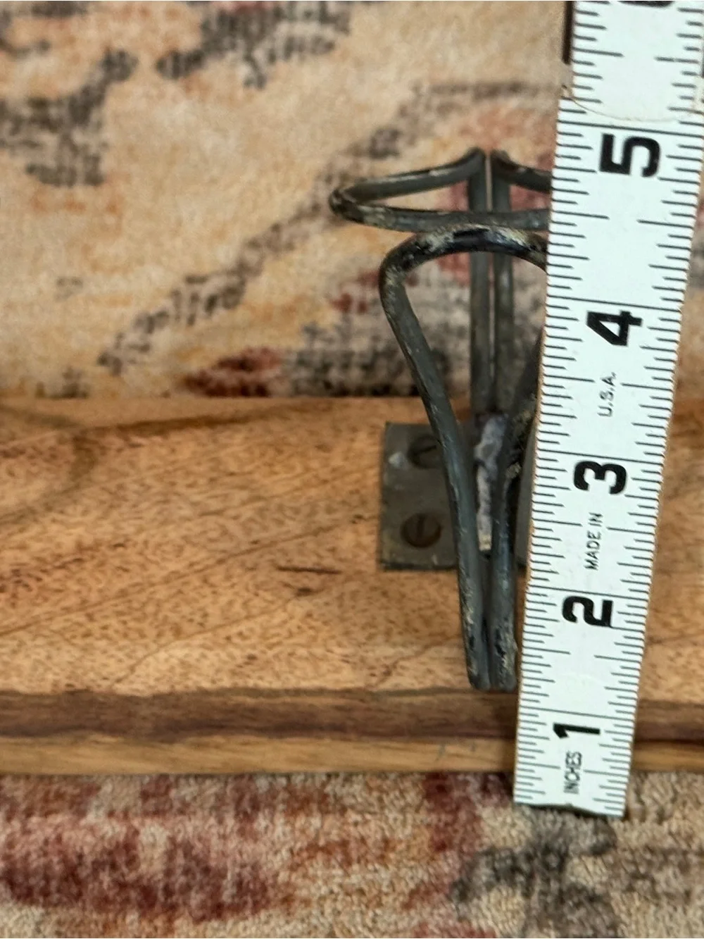 Rustic Wood Wall Hook Rack in Brown and Black - 14”x2 1/2”x4 1/2”